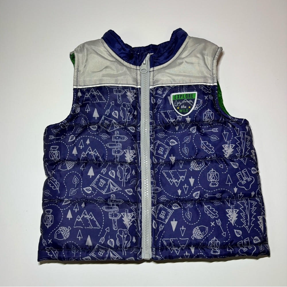 Healthtex Baby Puffer Jacket Vest 24 Month Blue Green Explore Zipper Front Kids